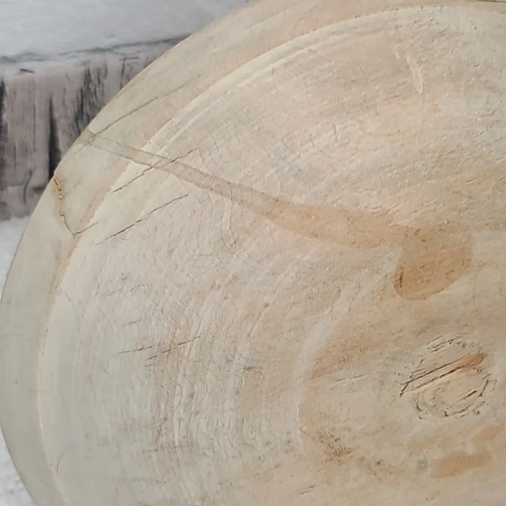 Vintage Farmhouse Mid Century Modern Wooden Large Hand Carved Dough/Salad Bowl